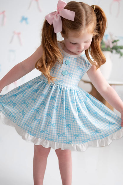 LPK Gingham Bows Twirl Sets (blue, yellow or pink)