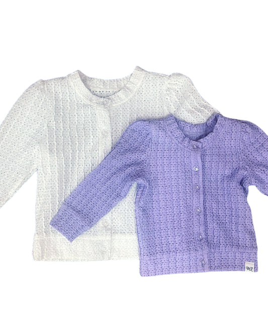 Dainty Vintage Cardigan Preorder (white or purple)