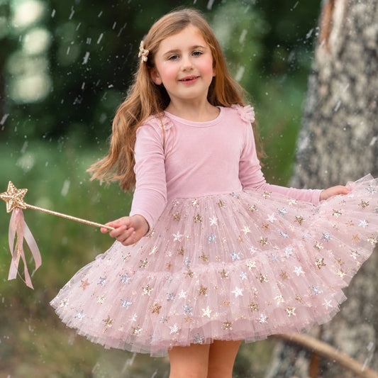 Celebrate Wrapped in Stars Twirl Dress Preorder (Pink or Black)