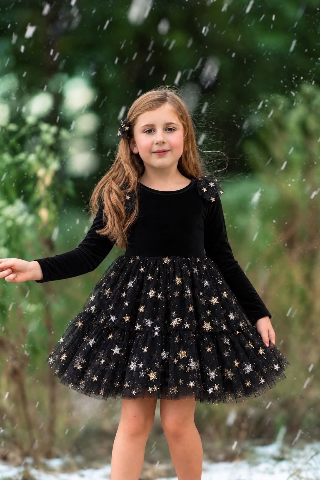 Celebrate Wrapped in Stars Twirl Dress Preorder (Pink or Black)