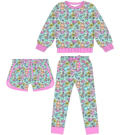 LPK Macaroon Floral Cozy Set Long sleeve (shorts or joggers)