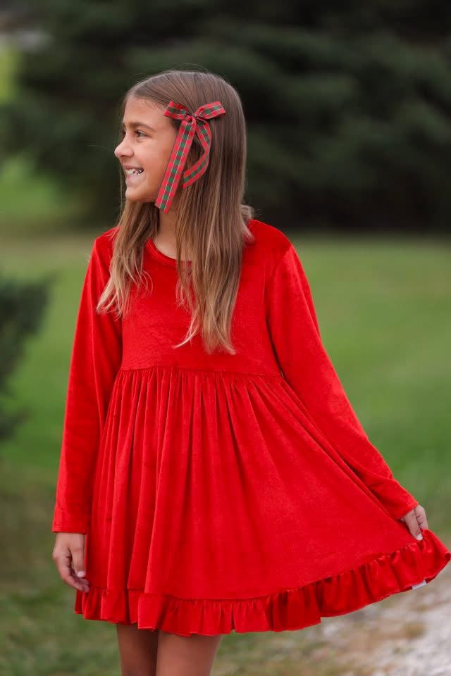 LPK Velvet Twirl dresses (pink, black, red)
