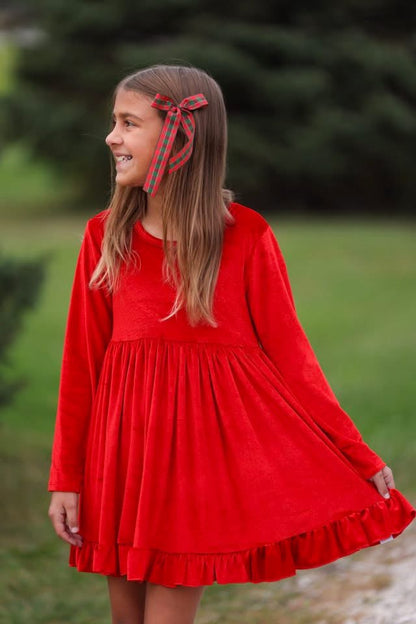 LPK Velvet Twirl dresses (pink, black, red)