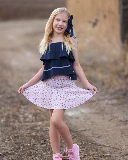 Blueberry Pointelle Skort Set