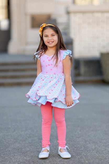 BTS Pastel Bows&Apples Sammy 3 Piece Tunic set