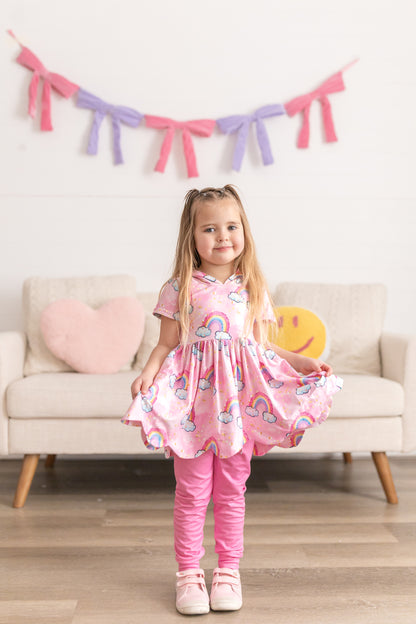 LPK rainbow hooded tunic set