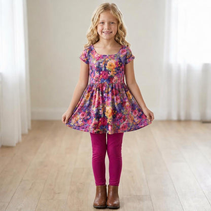 Jewel Tone Floral Dress or Tunic (Long or Cap Sleeve) Preorder (FTF26)