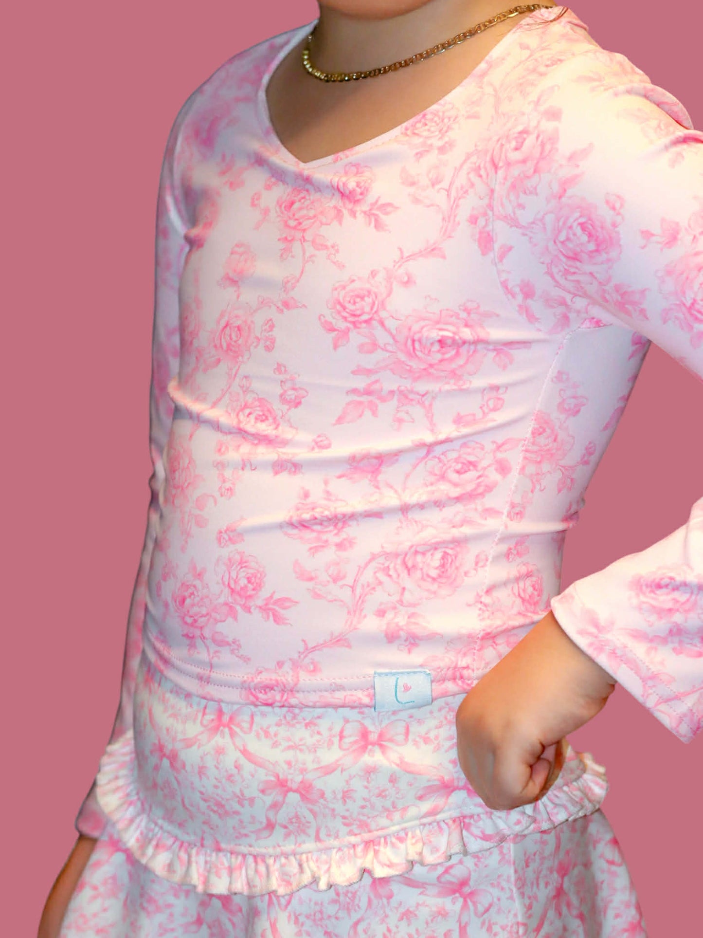 Floral Bows Skort+Shirt Set