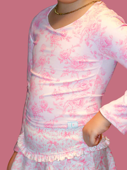 Floral Bows Skort+Shirt Set