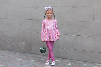 LPK Pink Vintage Floral Trees Tunic Set