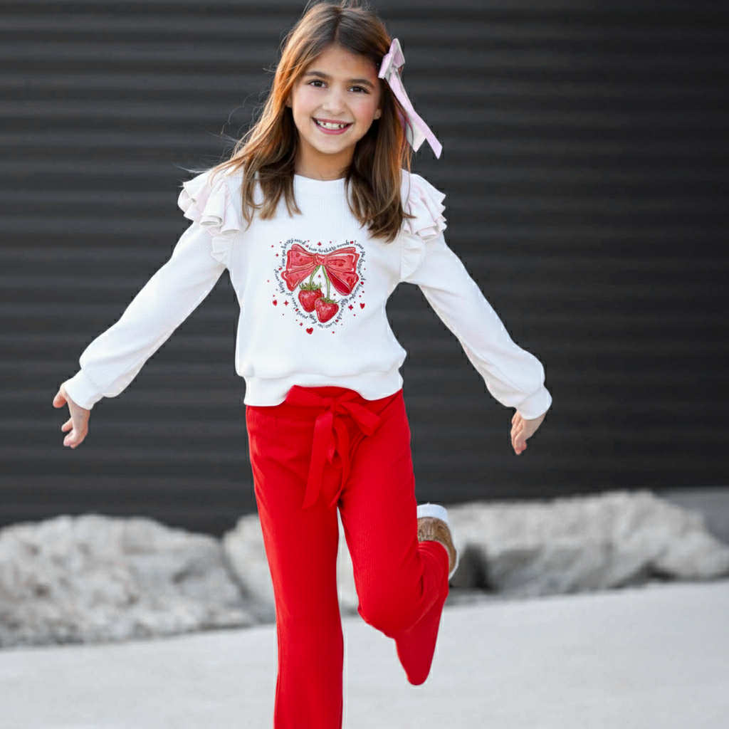 Wide Leg Red Ribbed Pants Presale