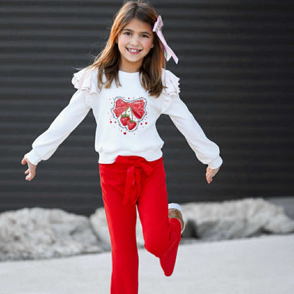 Wide Leg Red Ribbed Pants Presale