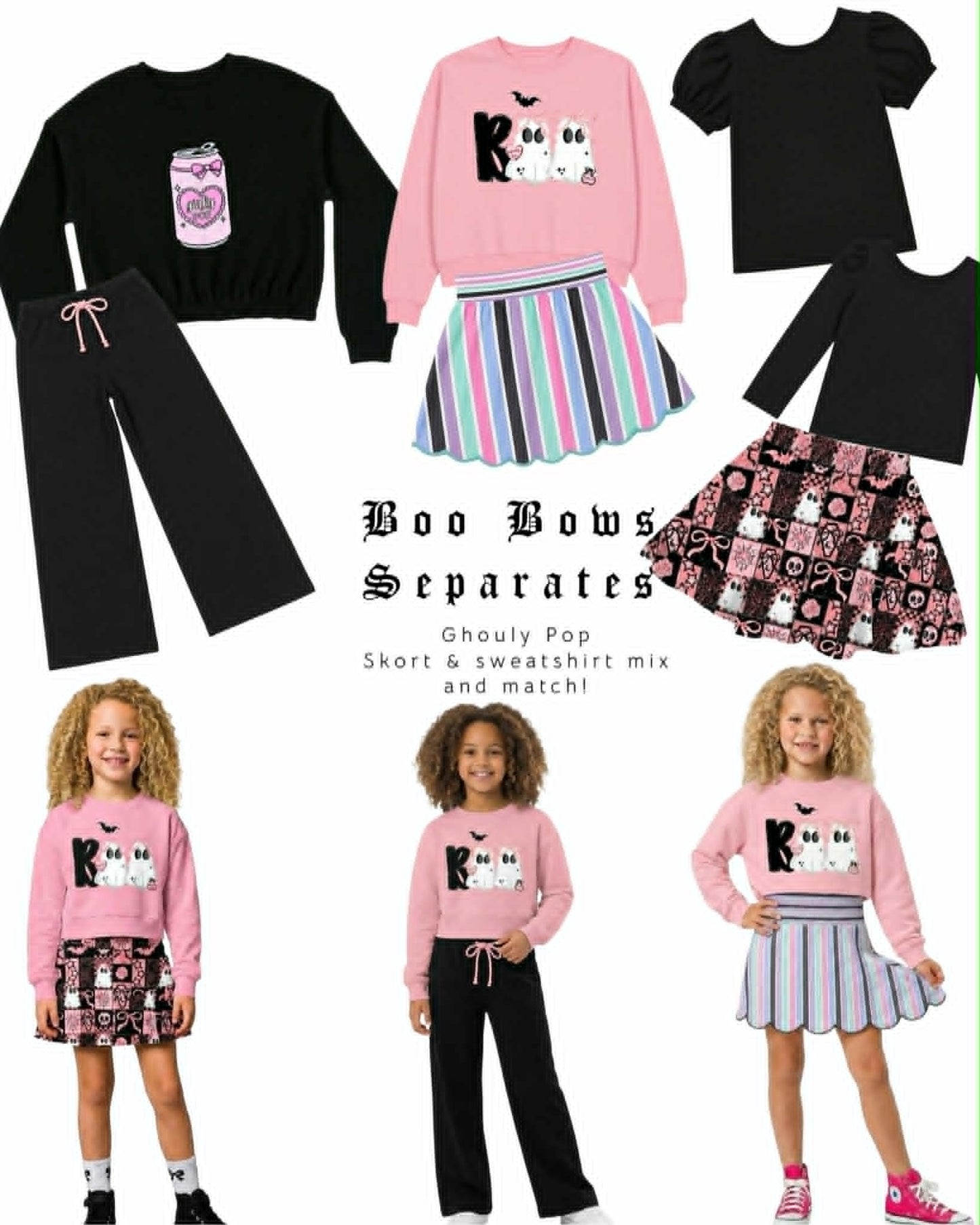 Spooky Cotton LONG Sleeve Shirts (black, lavender, mint, purple) Preorder