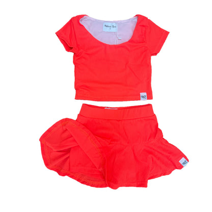 SET: ORANGE Cap Sleeve Crop + Skort