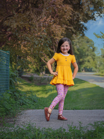 Marigold Floral fall Adele Set (Short or Long Sleeve) Preorder