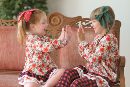 Poinsettia Holly Berry Girls Tunic Cozy Set {Preorder}