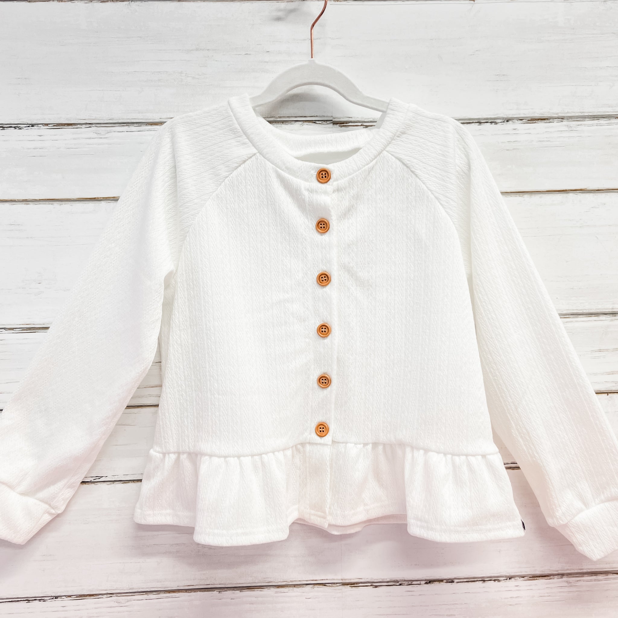 White ruffle outlet cardigan