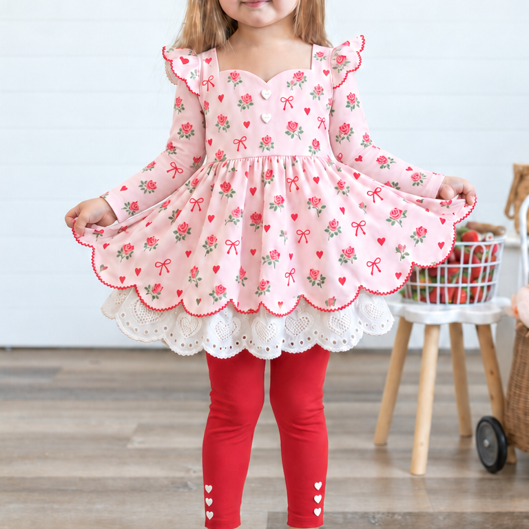 Bows & Hearts Sammy Tunic Set (short or long sleeve) Preorder (LOVE27)