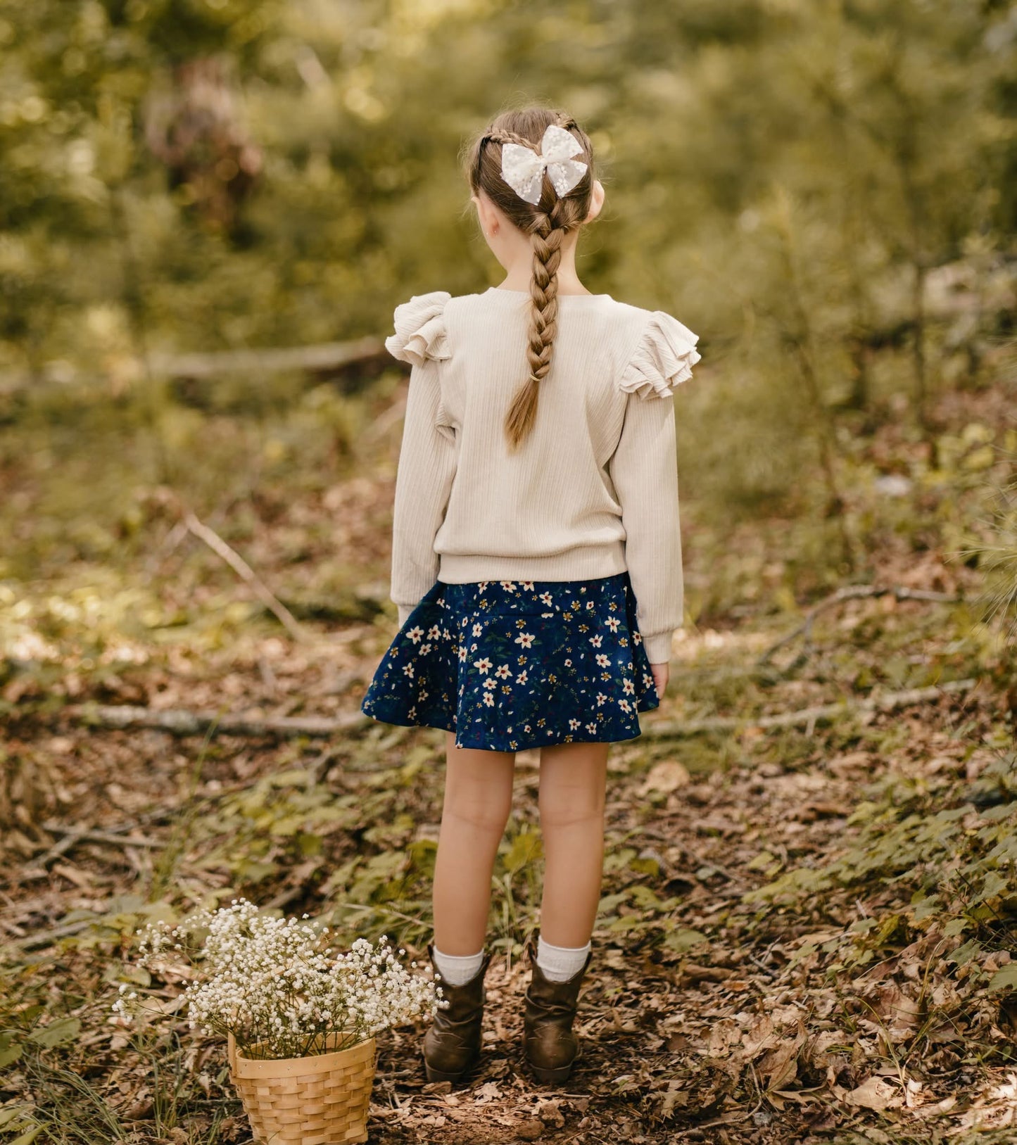 Cora Corduroy Floral Skort Set Presale