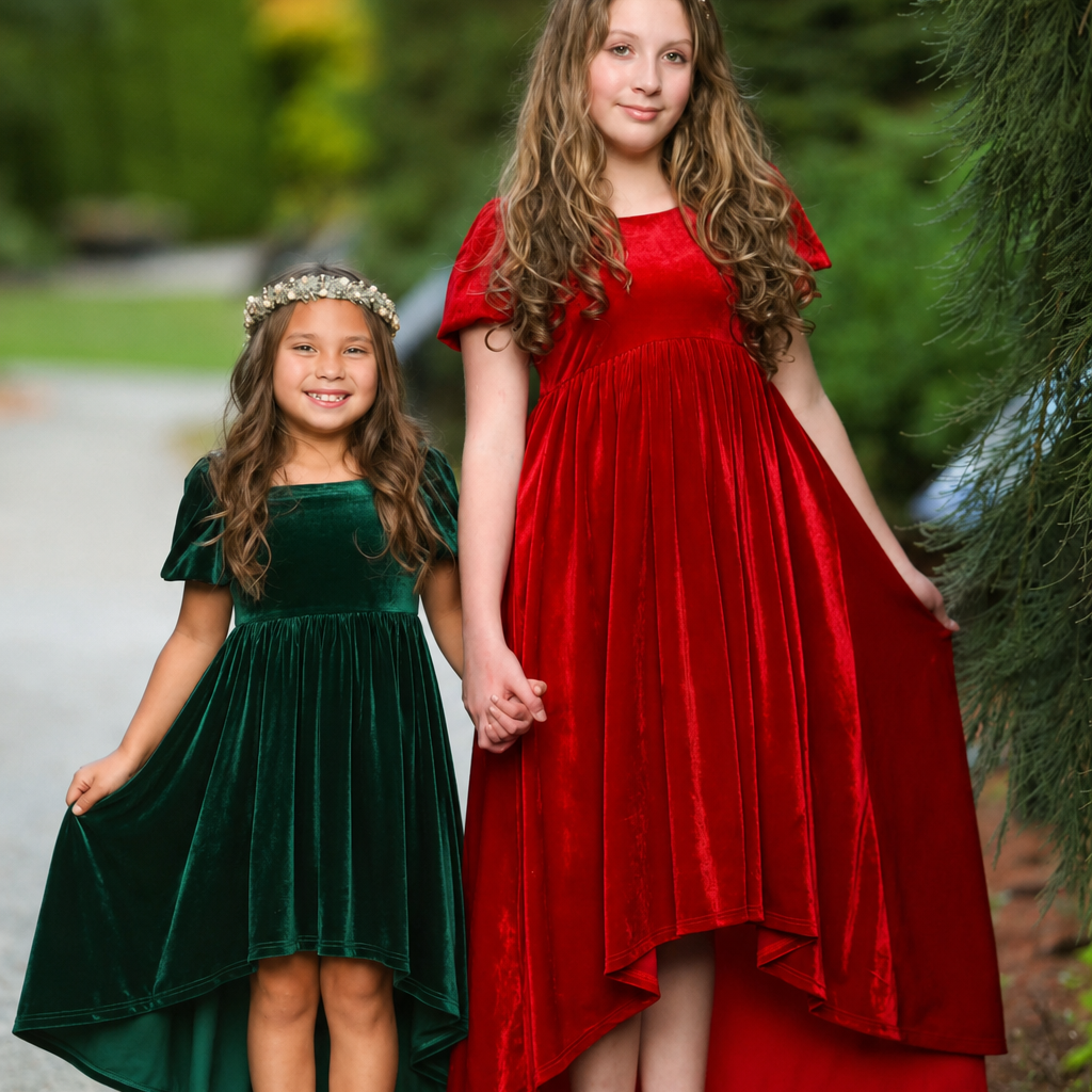 Girls Red or Green Annie Velvet HIGH/LOW Preorder CDU26
