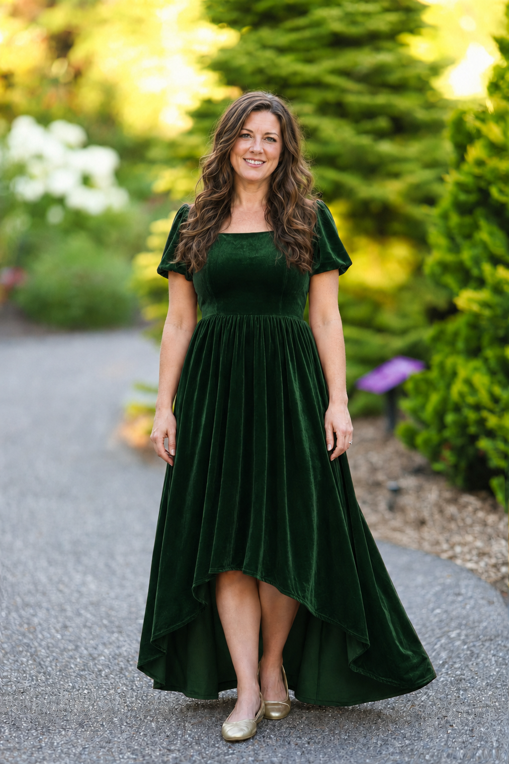 Women's Red or Green Annie HIGH/LOW Velvet Dress Preorder CDU26