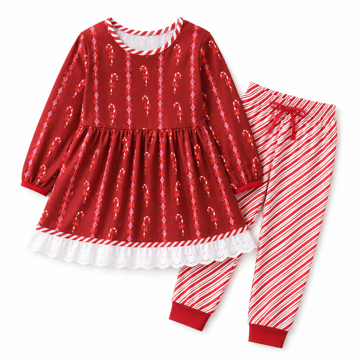 Tunic+Jogger Candy Cane Bows Set Preorder (FH26)