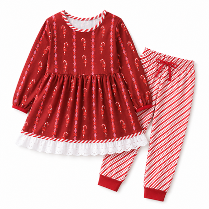 Tunic+Jogger Candy Cane Bows Set Preorder (FH26)