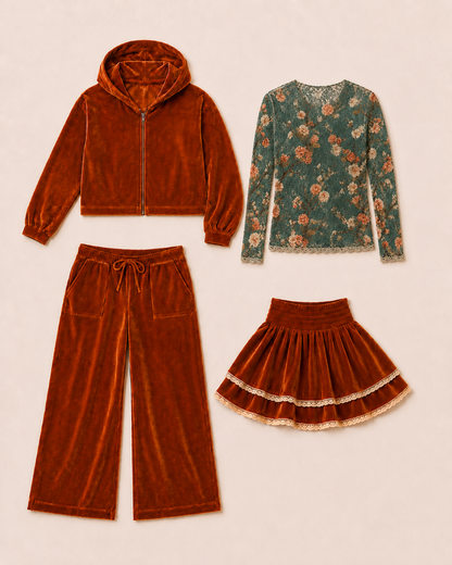 Rust Orange Velvet Skort Preorder FTF26
