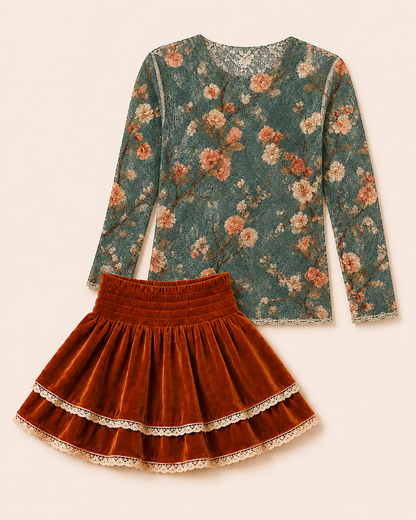 Rust Orange Velvet Skort Preorder FTF26