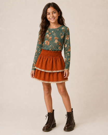 Rust Orange Velvet Skort Preorder FTF26