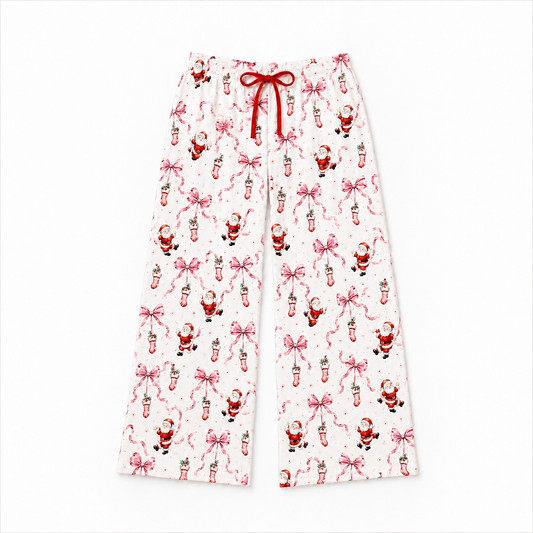 Adult Santa Bows Wide Leg Pants (FH26)