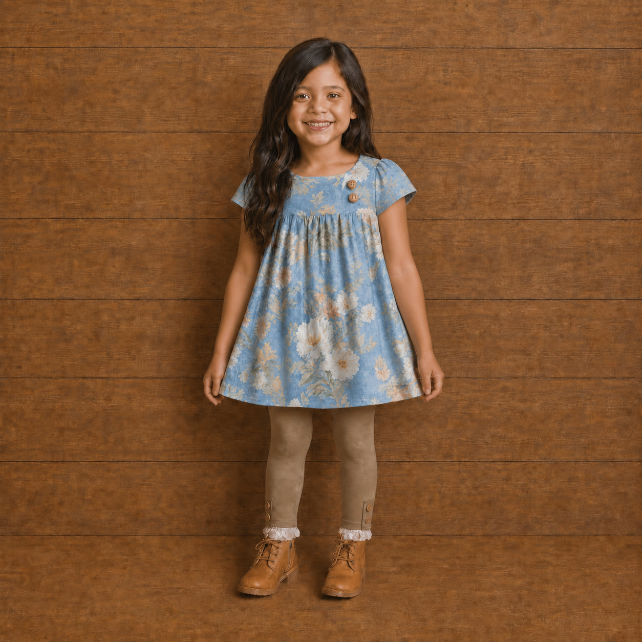 Dusty Blue Floral Tunic (Long or Cap Sleeve) Preorder (FTF26)