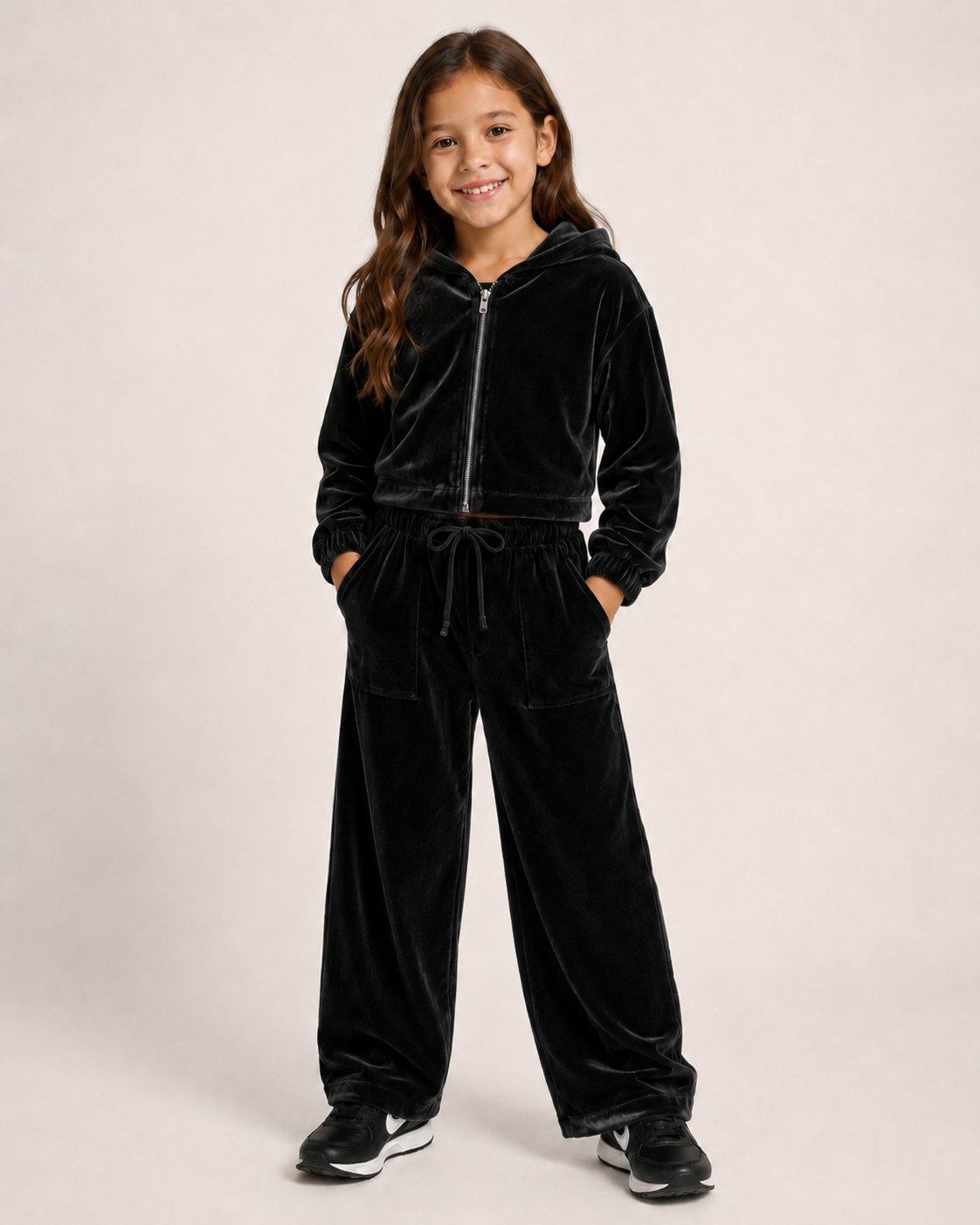 Velvet Wide Leg Hoodie Set Preorder (Rust orange or Black)
