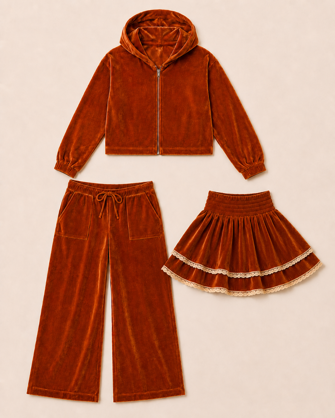 Rust Orange Velvet Skort Preorder FTF26