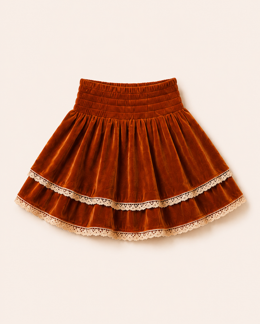 Rust Orange Velvet Skort Preorder FTF26