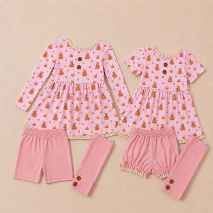Bear Pumpkin 3 piece Play Sets (short or long sleeve) (Pumpkins & Gingham Preorder) (Copy) (Copy)