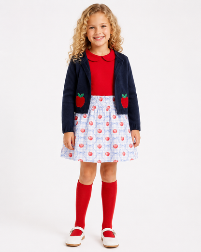 Red knit shirt Flutter sleeve or Peterpan collar Presale (Apples Collection)