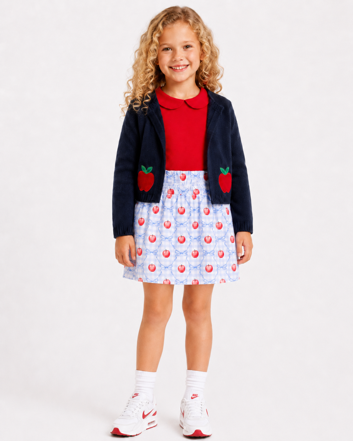 Red knit shirt Flutter sleeve or Peterpan collar Presale (Apples Collection)