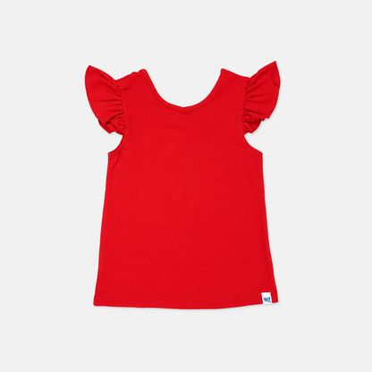 Red knit shirt Flutter sleeve or Peterpan collar Presale (Apples Collection)