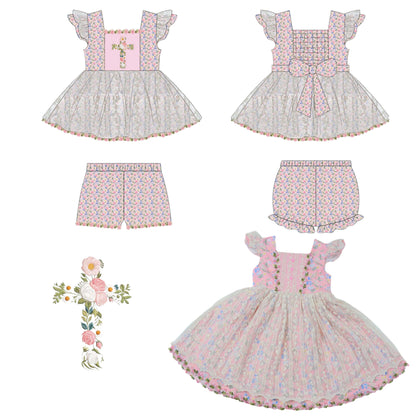 Pink Floral Sawyer Set (choice of length and chest design)
