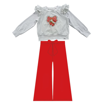 Wide Leg Red Ribbed Pants Presale