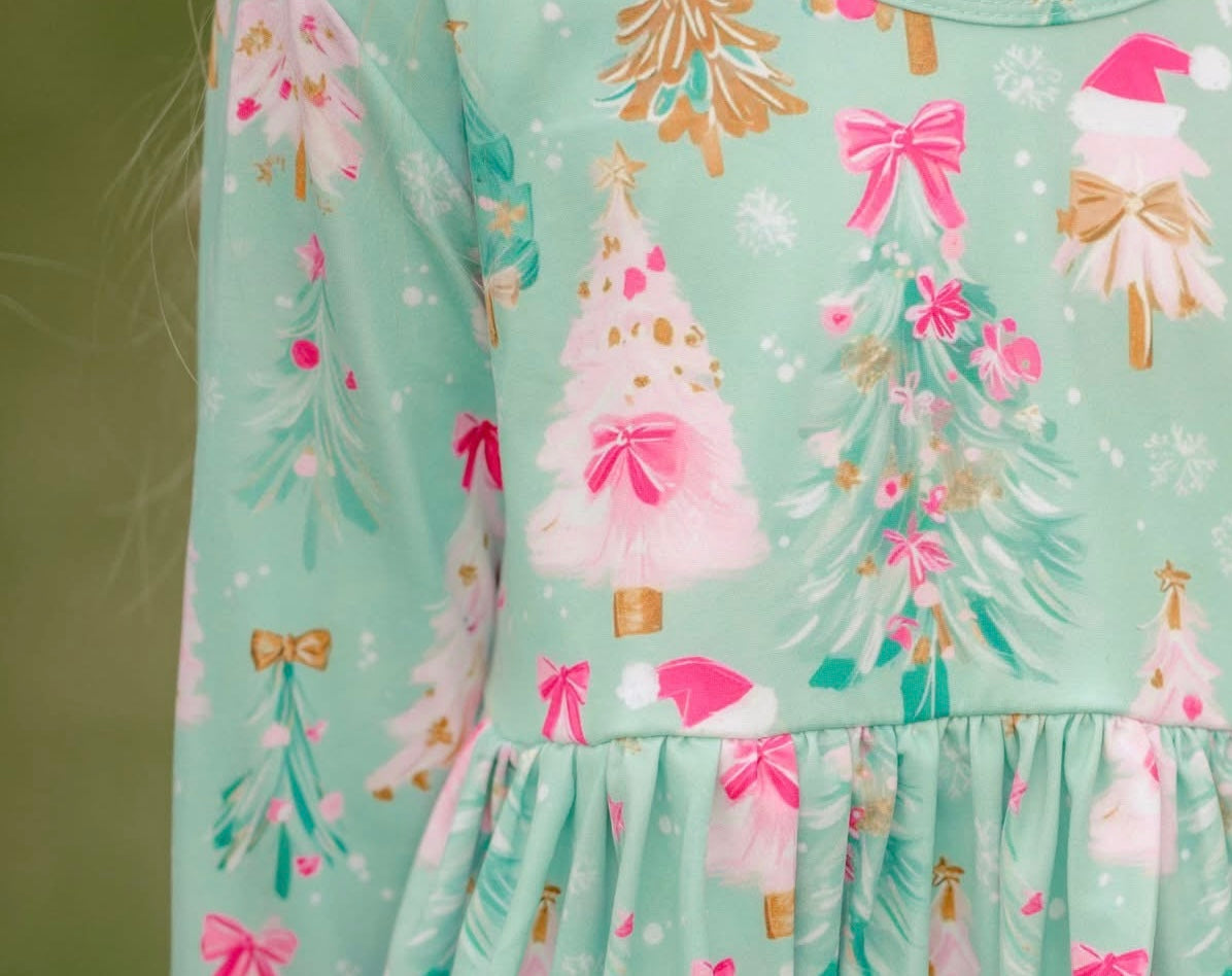 LPK Mint Bows & Trees Tunic Set