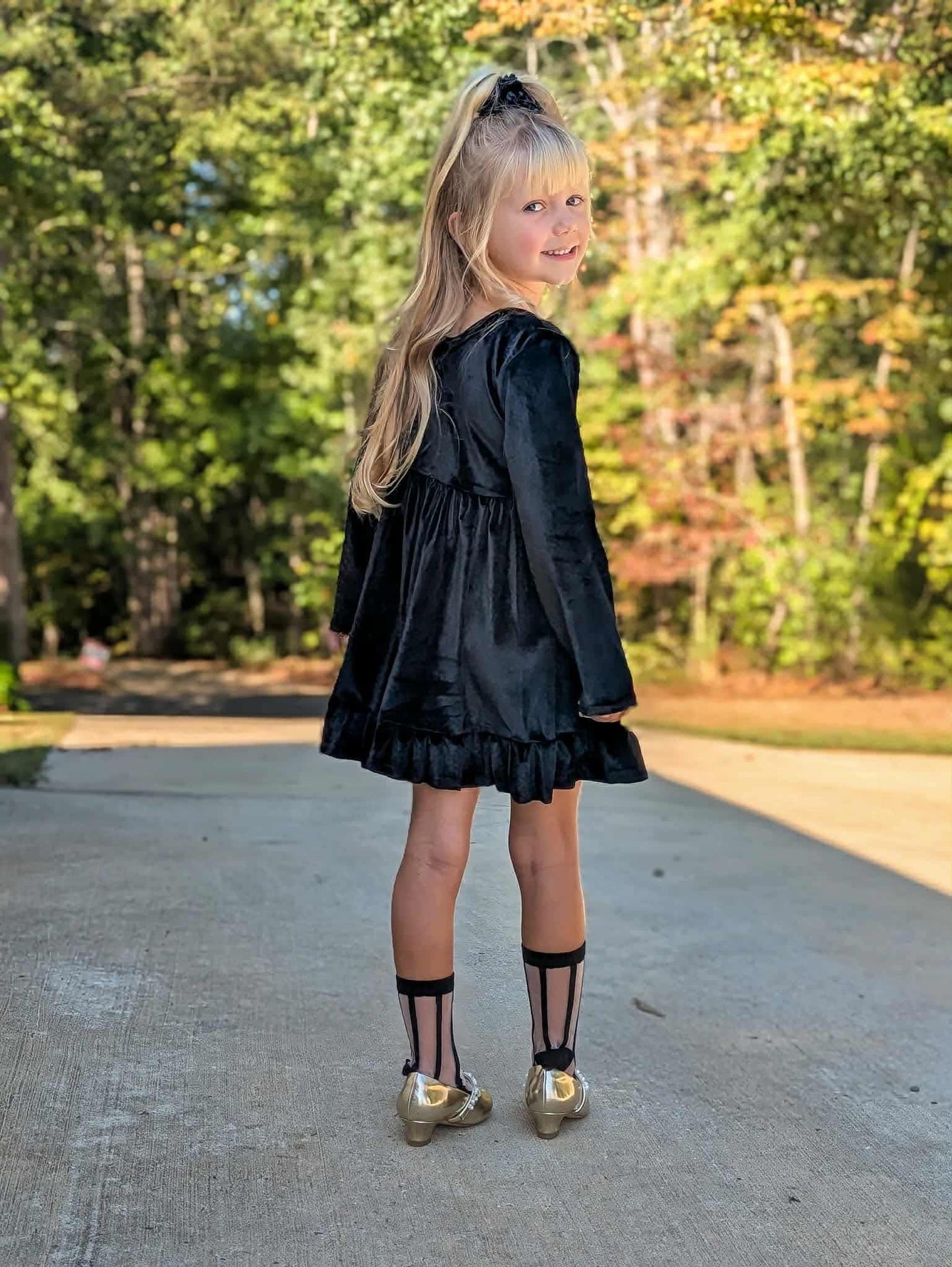 LPK Velvet Twirl dresses (pink, black, red)