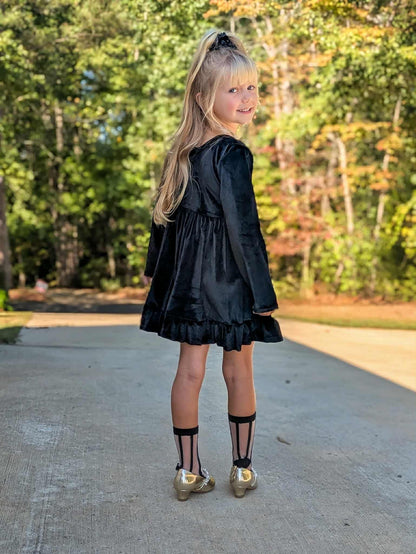 LPK Velvet Twirl dresses (pink, black, red)