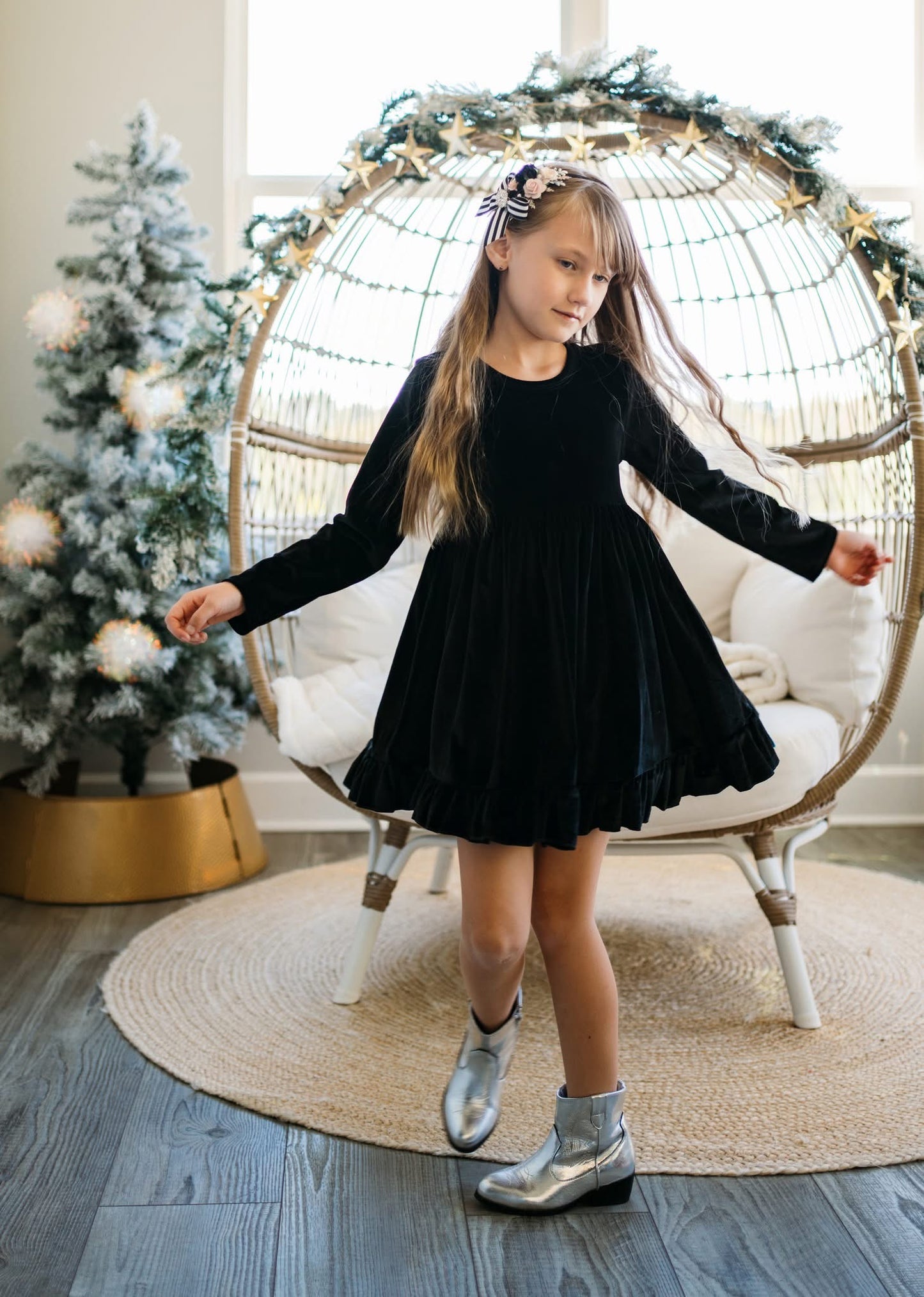 LPK Velvet Twirl dresses (pink, black, red)