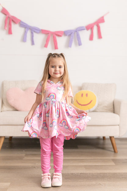 LPK rainbow hooded tunic set