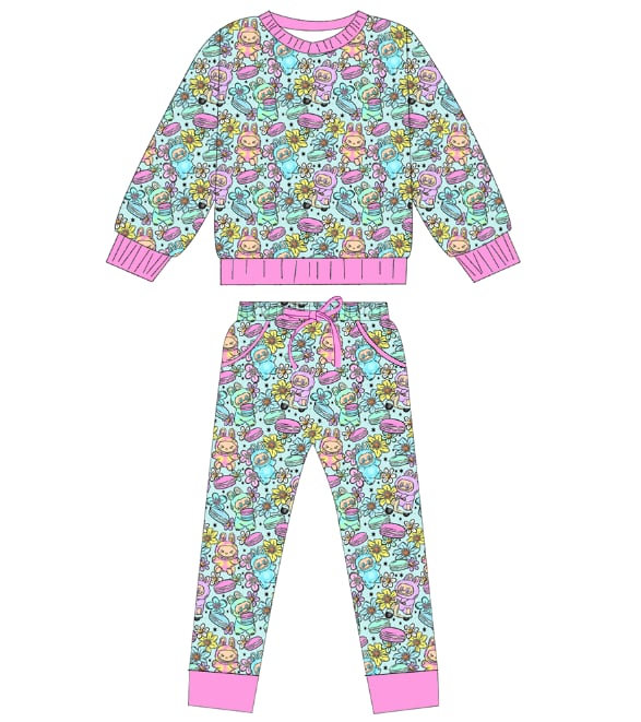 LPK Macaroon Floral Cozy Set Long sleeve (shorts or joggers)