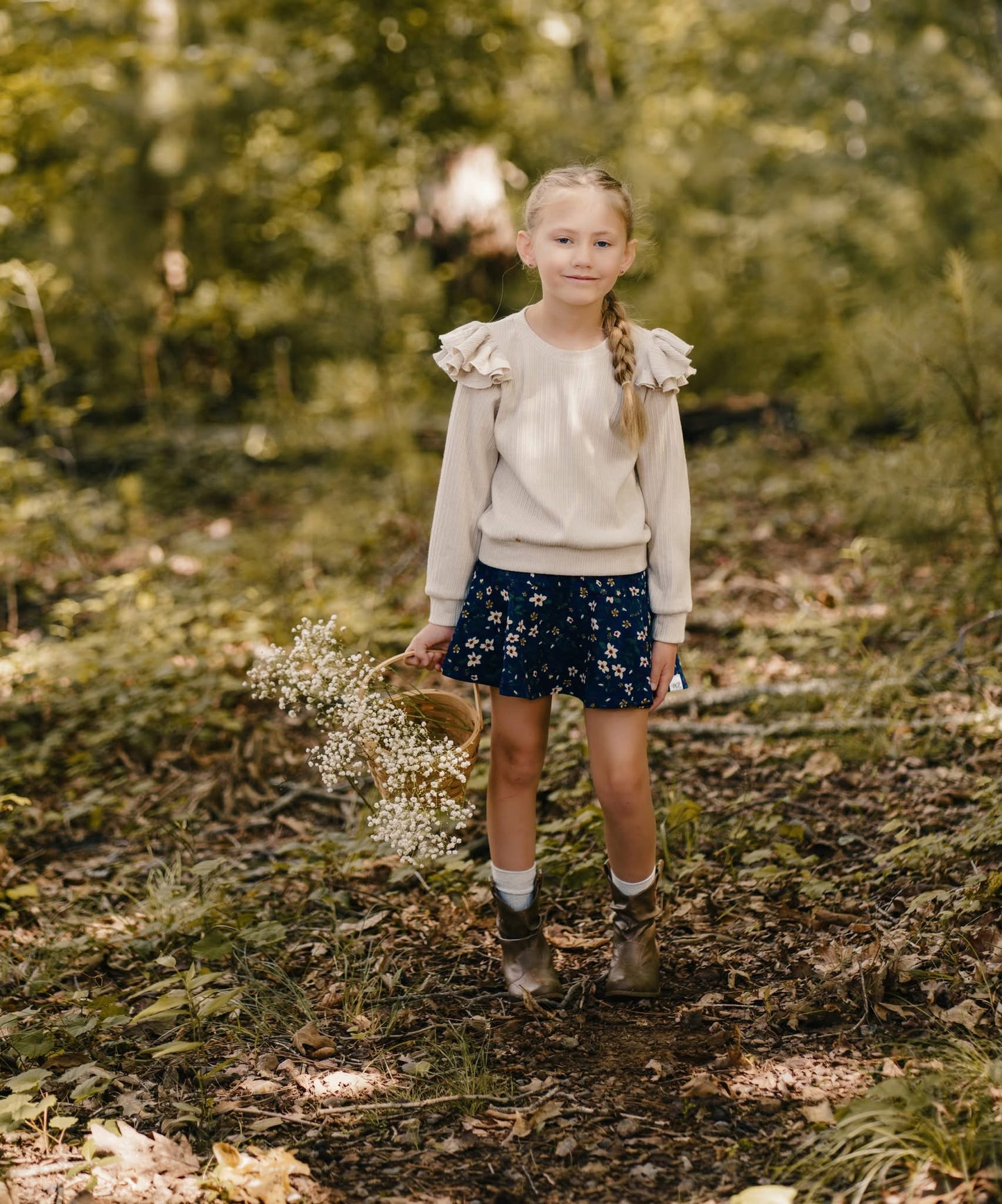 Cora Corduroy Floral Skort Set Presale