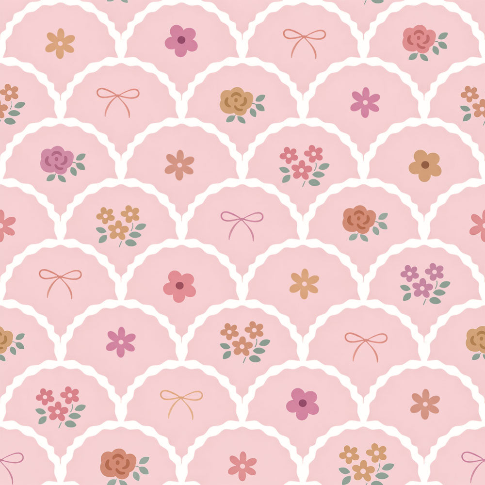 Pink Scallop Floral Dress or Tunic (Long or Cap Sleeve) Preorder (FTF26)