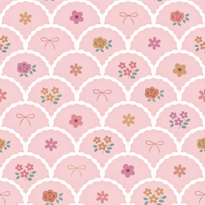 Pink Scallop Floral Dress or Tunic (Long or Cap Sleeve) Preorder (FTF26)